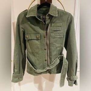 Lux Olive Green Utility Jacket with Belted Waist